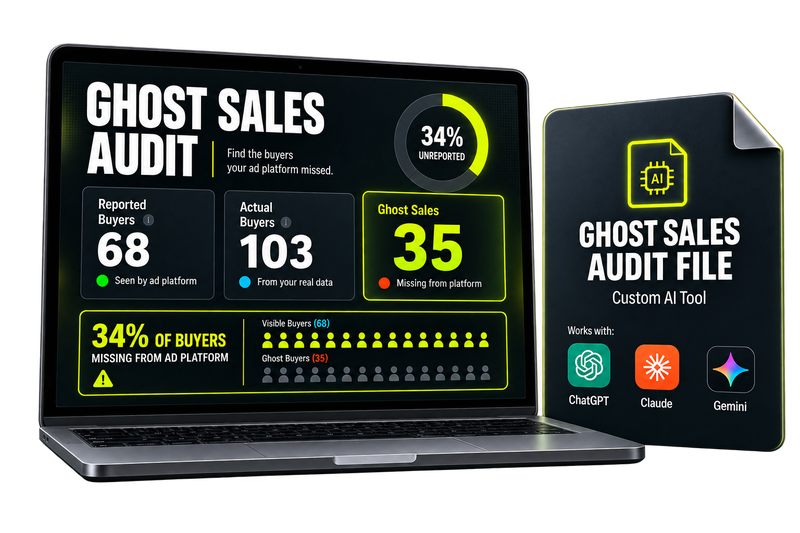 The Ghost Sales Audit custom AI tool file shown on a tablet